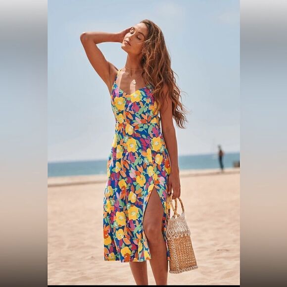 Sugarlips Dresses & Skirts - New SUGARLIPS Yara Rainbow Floral Parting Ways Midi Dress SMALL sugar + lips